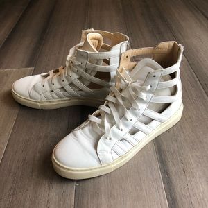 Pinko White High-Top Leather Sneakers Italian